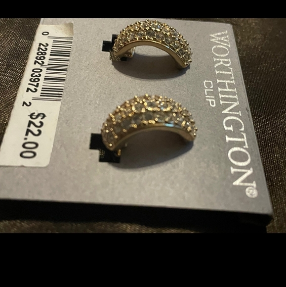 VTG Roman Earrings Hoop Pave Rhinestone Circle - Picture 4 of 4